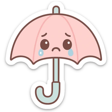 an umbrella with a sad face and tears, expressive style sticker