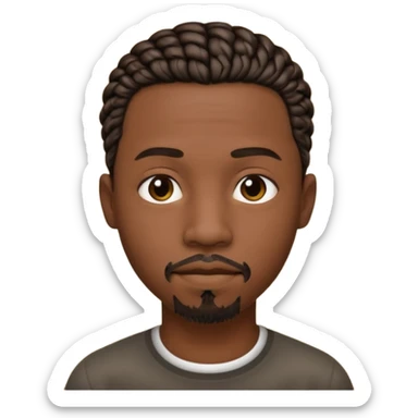 Hazme un emoji de un hombre negro con trenzas cortas (pero un poco largas) y una pequeña perilla sin bigote sticker
