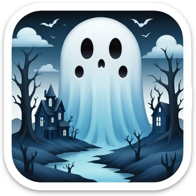 Ghostly Pastel Dark Dull Black Blue White Spectral Gloomy Dusky Dystopian Apocalyptic Aesthetic Scenery Deco sticker