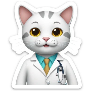 happy doctor cat standing up sticker