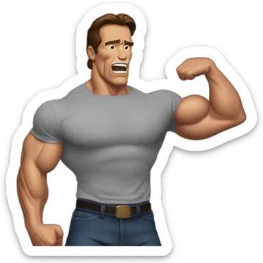 arnold schwarzenegger doing famous shia labeouf pose sticker