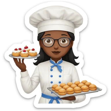 Profesora de pastelería morena con gafas y pelo negro largo sticker