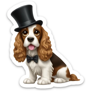 Cocker spaniel wearing a top hat sticker