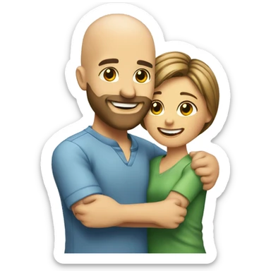 Happy-secret-couple-bald-guy-with-beard-with-boy-haircut-girl-hug sticker