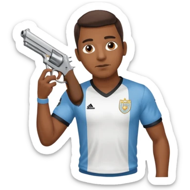 haz un turro con una biszera para atras y con un arma remera argentina pero arma de fuego sticker