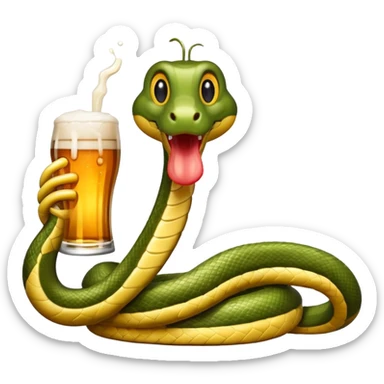 a snake with a glas of beer sticker