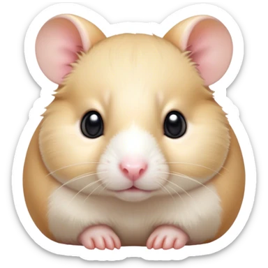 Cinematic Noble Cream Hamster Portrait Emoji, Poised and regal, with a tiny, compact build and a smooth, pristine cream fur, deep-set soulful dark eyes, Simplified yet sharp and sophisticated features, highly detailed, glowing with a soft, dignified glow, high shine, intelligent and energetic, stylized with an air of miniature elegance, focused and attentive, soft glowing outline, capturing the essence of a watchful and confident rodent, so majestic it feels as though it could scurry out of the screen with effortless authority! sticker