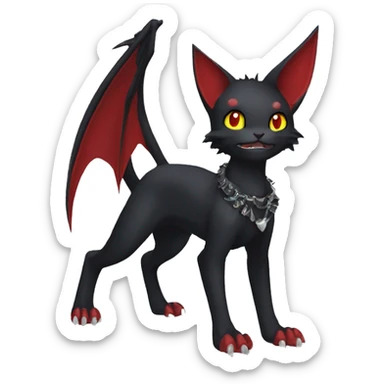cool edgy black punk red nargacuga-bat-cat-animal hybrid Fakemon collar full body sticker