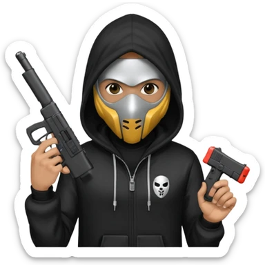 Hoodlum burglar madk and gun with switch and extended clip sticker