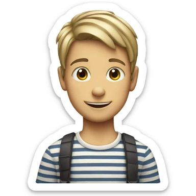 smiling boy in striped shirt sticker