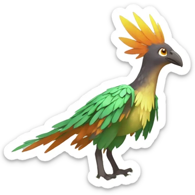earthly muddy fresh Cool Cute Fantasy legendary jungle-bird plant-grass-type-Dendro-Phoenix-avian Fakemon full body sticker