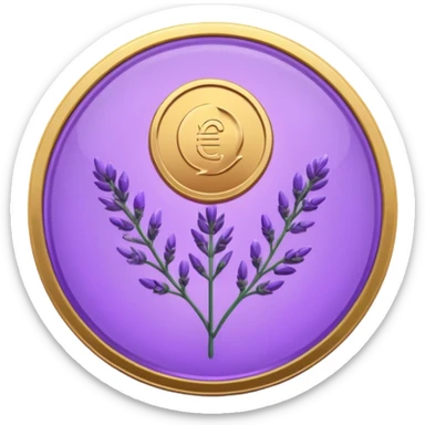 I need you to recreate this image exactly as is but make the color of the coin a ver light purple hue give me three options with different hues of purple sticker