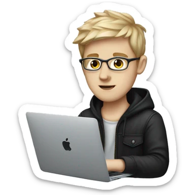 white boy Music producer with a macbook  sticker