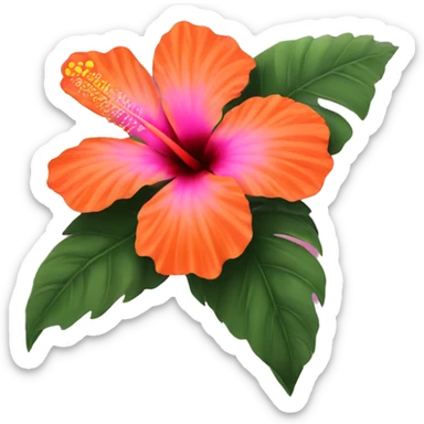 One Orange and pink hibiscus flower sticker