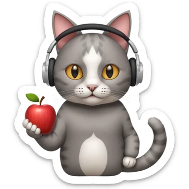 cat in apple headphones (AirPods max) wit a blunt in his hand  sticker
