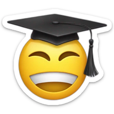 yellow emoji head with mortarboard on its head sticker