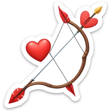 red bow and arrow with heart sticker