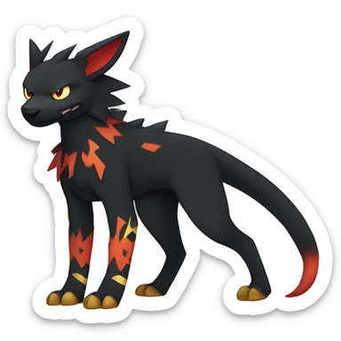 Cool Edgy Litten-Houndoom-Luxray Fakémon Digimon with Edgy markings, full body, outlined sticker