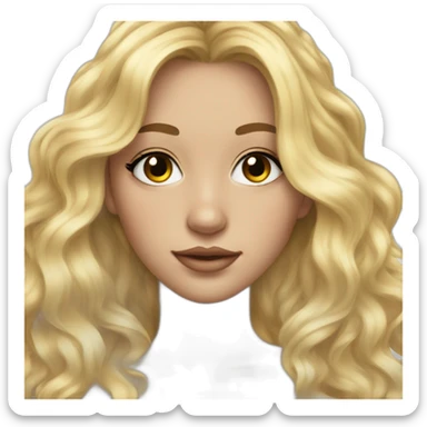 teenage girl with long wavy blonde hair and thick black lashes  sticker