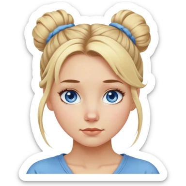 blue-eyed blonde girl with messy bun sticker