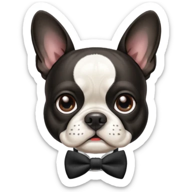 Acute elderly Boston terrier wearing a bowtie ￼ sticker
