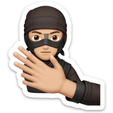 Crea un memoji con este emoji 🥷🏽 y este👈🏽  con estilo de iPhone  sticker