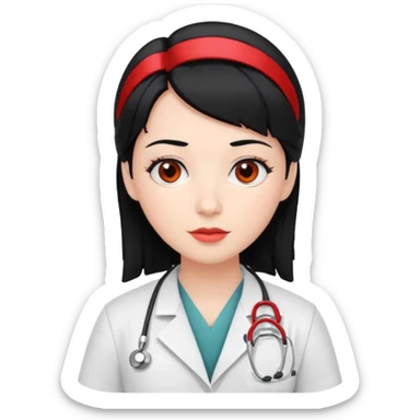 doctor with black hair and red hairclips  sticker