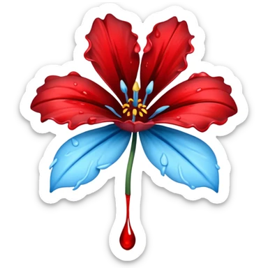 light blue flower spilling wblood sticker