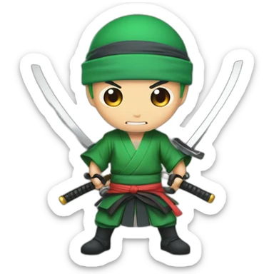 Rononoa zoro with his 3 katanas sticker