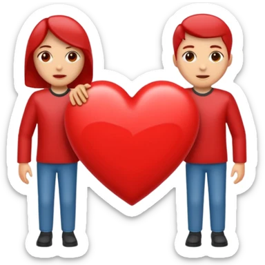 Dos personas en medio de un corazón partido en dos sticker