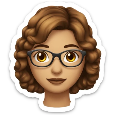 mulher morena de cabelo cobrido castanho com mechas loiras de oculos, olhos escuros sticker