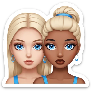 Boujy baddie best friends blue eyes, trendy makeup sticker