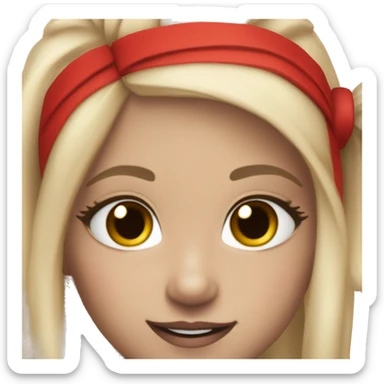 Cheerleader with black white and red uniform with tan skin and ponytail with edges pretty long lashes hourglass shape  sticker