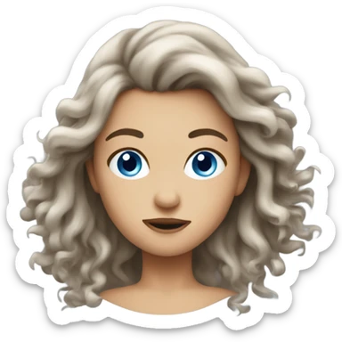 Windy hair girl with blue eyes  sticker