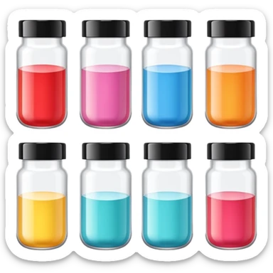 emoji of beauty tubes and jar with brand labels, minimalistic design sticker