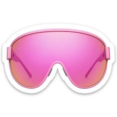 oversized pink shield visor sunglasses, early 2000s style, no frame, futuristic sticker