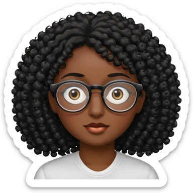 Visage avec les cheveux bouclés noir et des lunettes et des yeux zoomer sticker