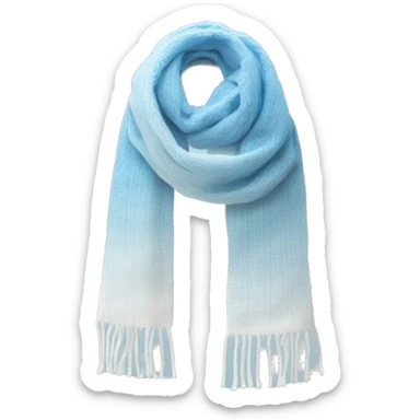 Realistic pastel blue to white ombre  winter scarf isolated. sticker