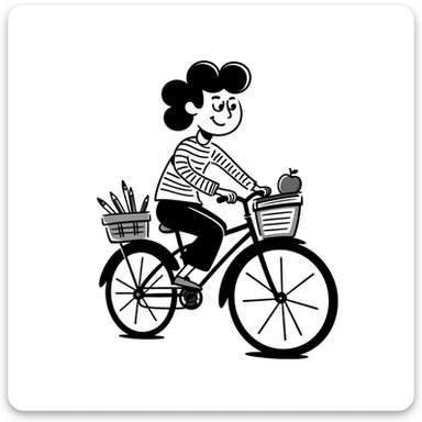 A teacher riding a bike with a joker-like aura sticker