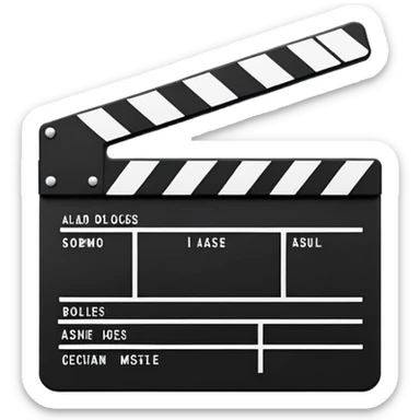 super minimalist clapperboard, clean lines, basic geometric shapes only, monochromatic design sticker