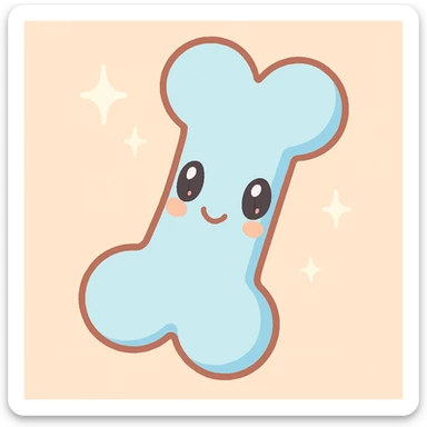 a stylized bone in anime style, pastel colors, sparkles, kawaii look sticker