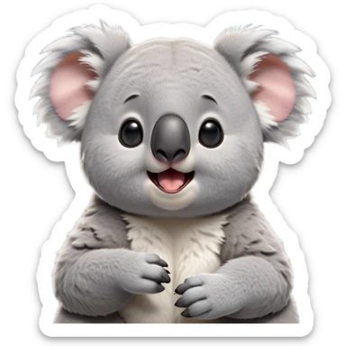 cinematic-cute-yawning-realistic fluffy koala-portrait-emoji,-head-tilted-slightly-with-a-dramatic,-wide-open-yawn,-showcasing-a-soft,-downy-grey-fur-with-drooping-ears-and-round-eyes-barely-open-in-drowsy-contentment,-simplified-yet-irresistibly-adorable, realistic fluffy sticker