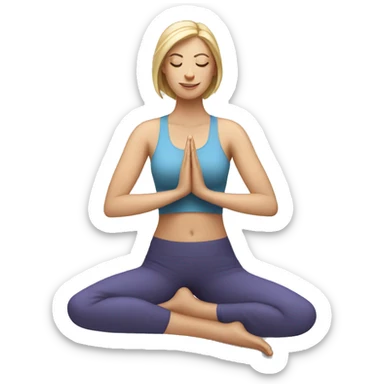one white woman sitting in yoga pose sticker