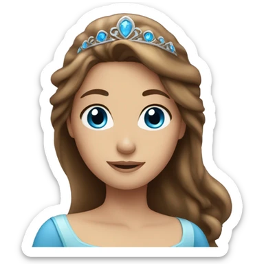 Princess with long brown hair and blue eyes sticker