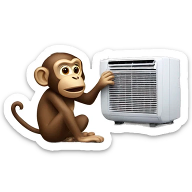 Monkey blowing air conditioner sticker
