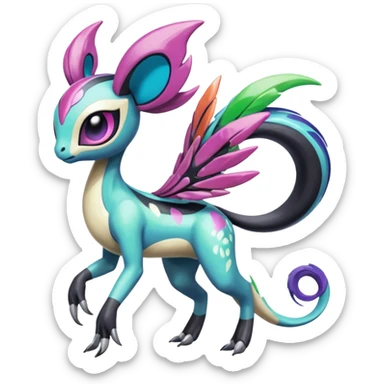 Colorful Shiny Edgy Cool Badass Painted Splashed Exotic Meloetta-Palkia-Venom-Stitch-Fakémon-creature-hybrid sticker