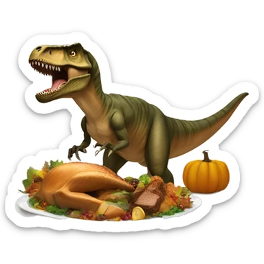 T-Rex at thanksgiving dinner sticker
