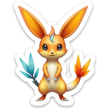Colorful Shiny Exotic Victini-Salandit-Minccino-Emolga-Fakémon-hybrid-creature (full body)  sticker