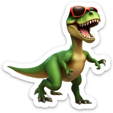T-rex with sunglasses riding a surfboard  sticker