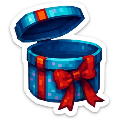 Make the gift open, keep the pixel art style, with no background. The style is pixel art with no text and concise details. sticker